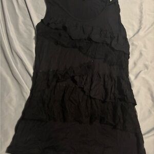 Black Ruffled Tank Top